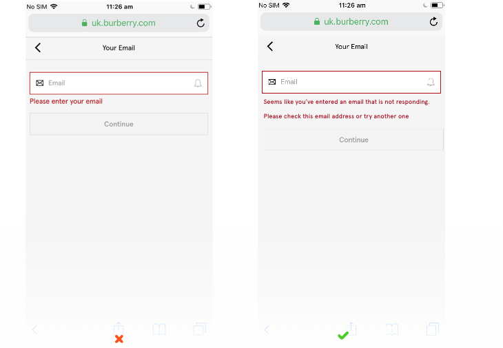 Before and after of the billing-address form — the section that blocked our test user