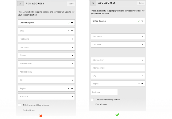 Fewer, more relevant fields per step