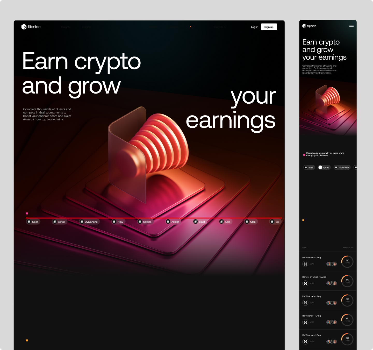 Redesigned Earn dashboard
